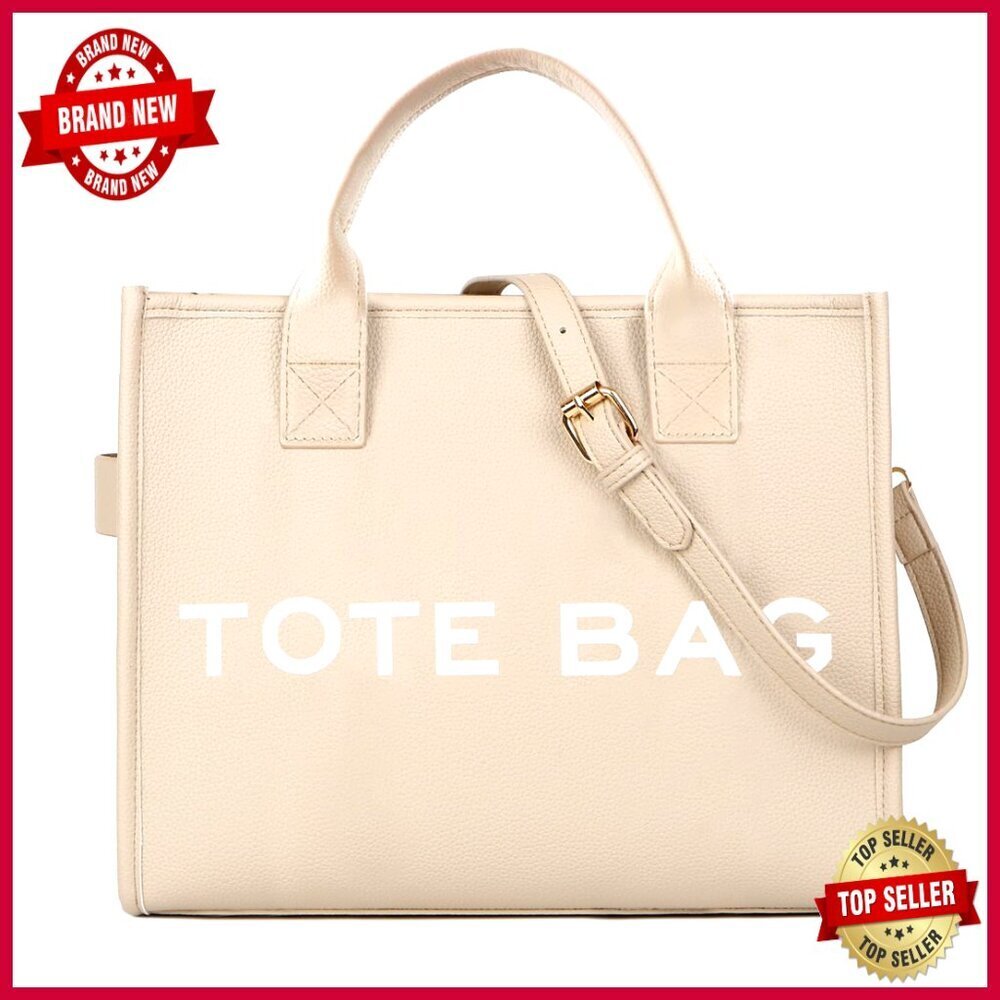 PU Leather Tote Bag with Adjustable Strap, Spacious Work Handbag